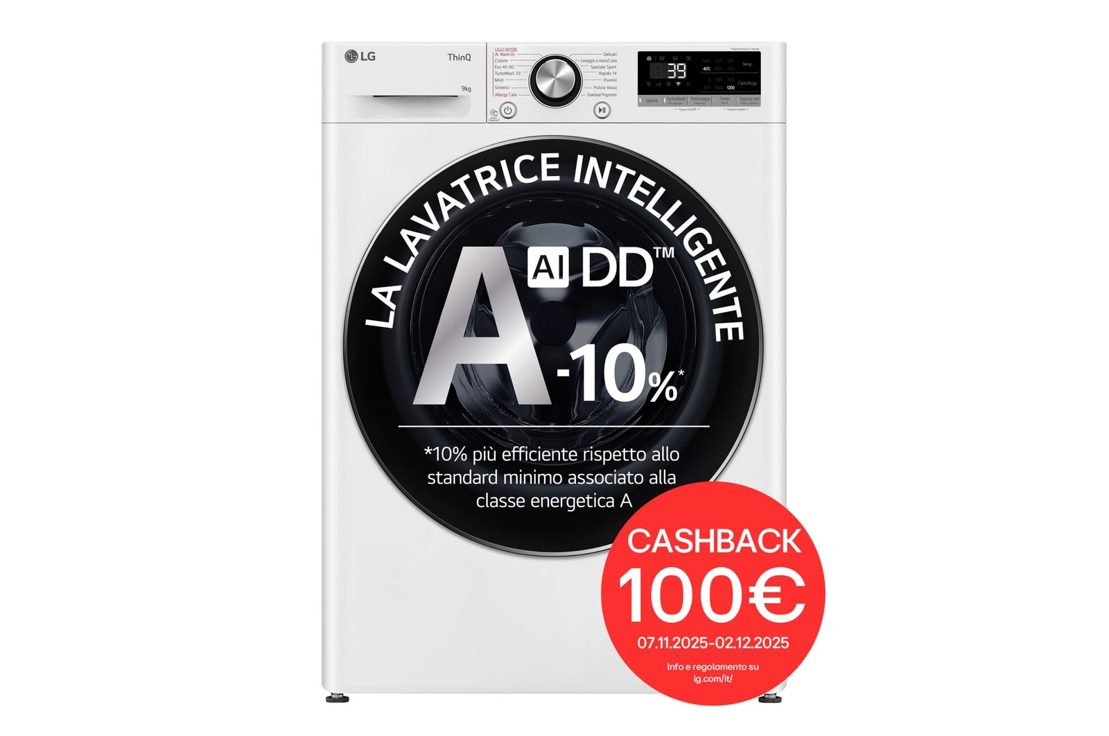 Foto frontale della lavatrice LG F2R7S09TSWC